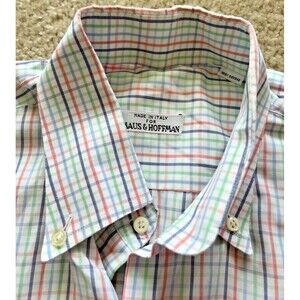 Maus & Hoffman Mens Collard Button Up Shirt Long Sleeve Large White Italian